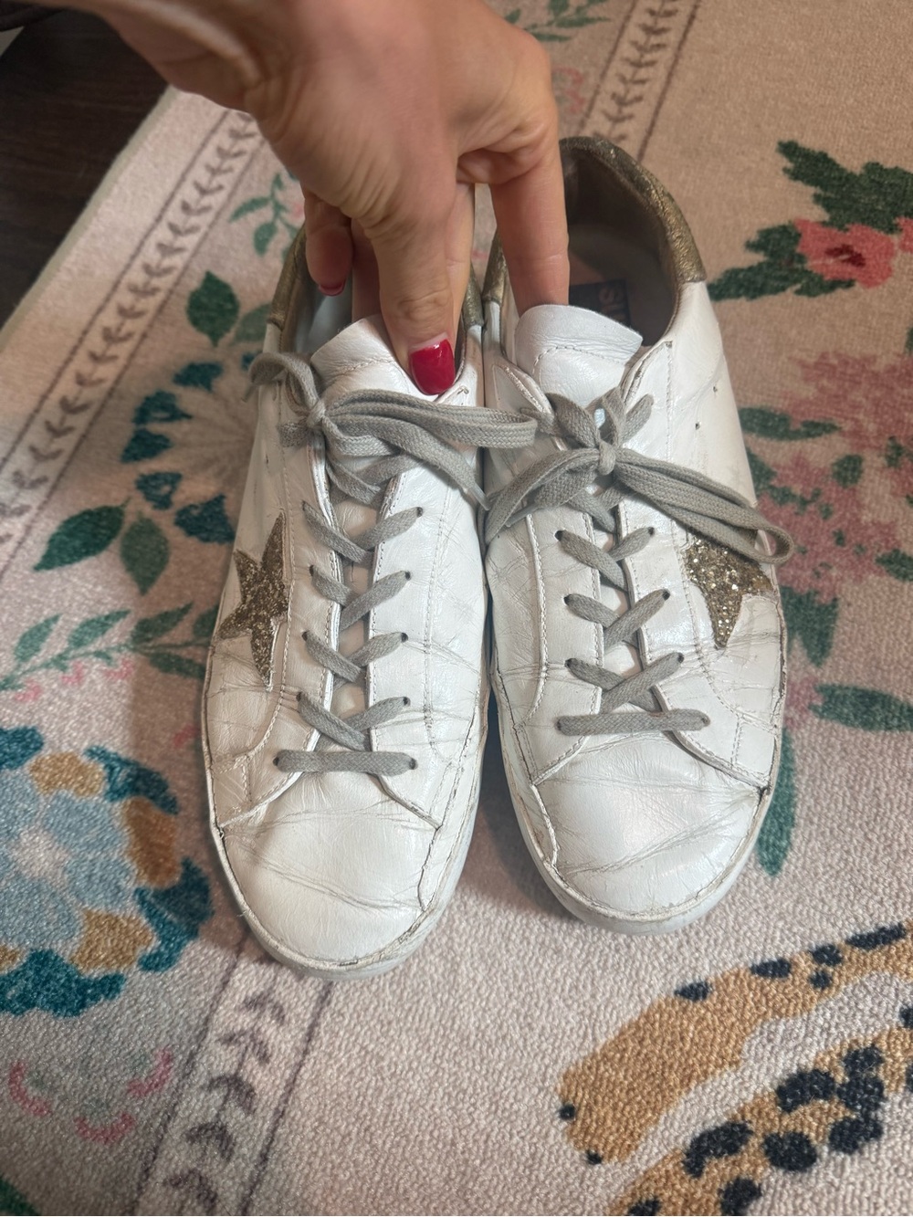 Golden Goose White Leather Sneakers with Gold Star - Size 41 - Picture 2 of 9